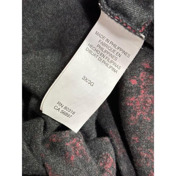 Lucky Brand Blouse Womens Sz 3X Red Black Floral Boho Print 3/4 Sleeve Tunic Top - Picture 4 of 7